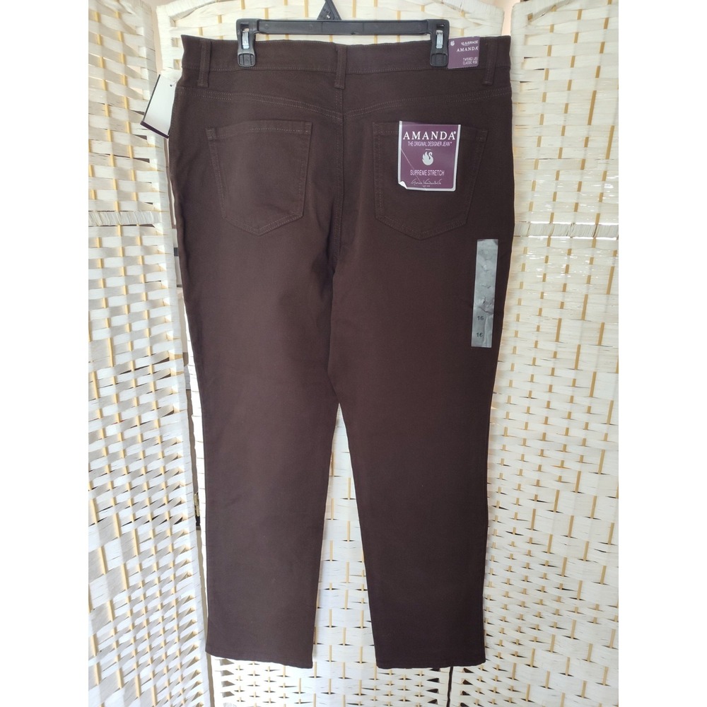 Gloria Vanderbilt Women's Chocolate Brown Amanda Straight-Leg Jeans Pants Sz 16 - Picture 6 of 7